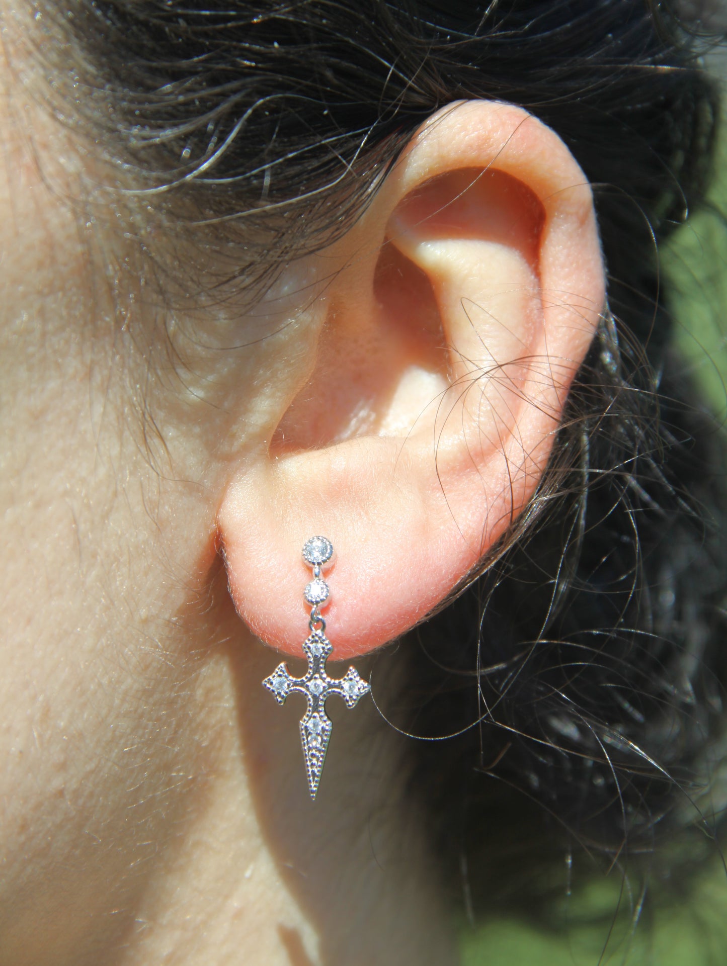 Ava Sterling Silver Cross Earrings